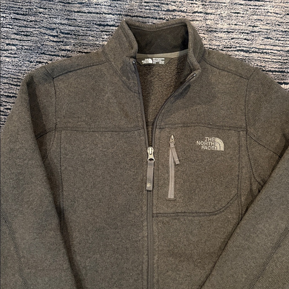 The North Face Boys Dark Gray Zip Up Sweater Fleece Jacket